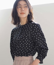 ドットジョーゼットプリント ブラウス