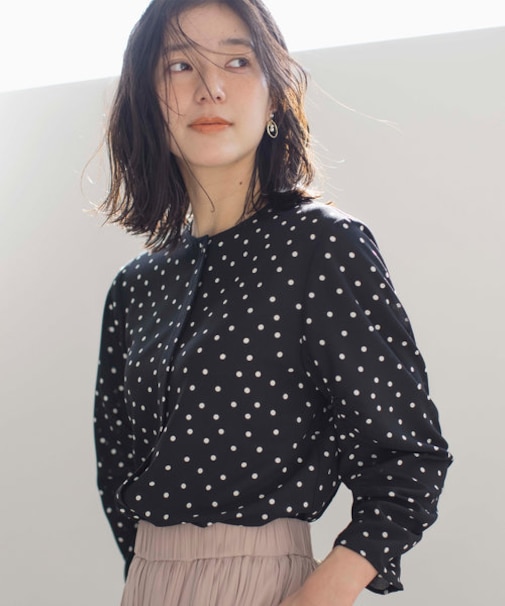 ドットジョーゼットプリント ブラウス