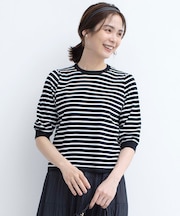 【UVケア・接触冷感】MINA 6分袖ニットプルオーバー