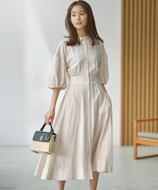 【WEB限定カラーあり】ボリュームスリーブシャツワンピース