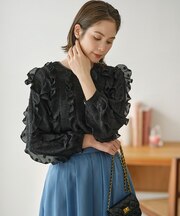 フラワーポイントシフォン ブラウス