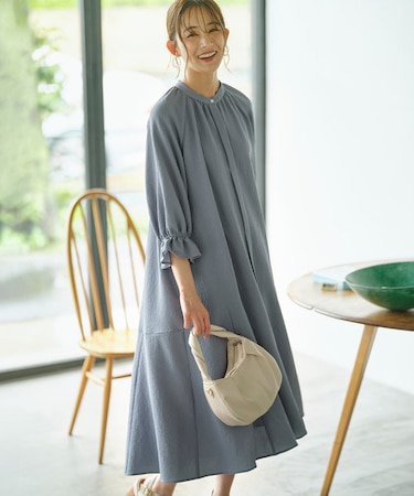 【WEB限定】クレープストレッチ シャツワンピース