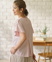 【UVケア・接触冷感】GIZAプレーティング天竺フリルスリーブ Tシャツ
