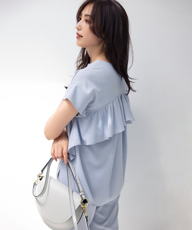 【接触冷感・UVケア】ライトアムンゼンジャージー フリルブラウス