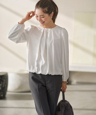 【WEB限定】ジョーゼットシフォン パフスリーブブラウス
