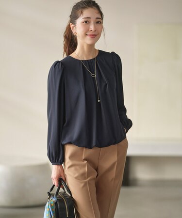 【WEB限定】ジョーゼットシフォン パフスリーブブラウス