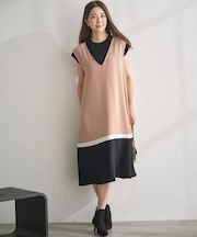 【2SET・WEB限定】バイカラー ジャンスカニットセット