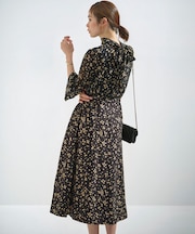 【前後着用可】シフォンオーガンプリント ボウタイワンピース