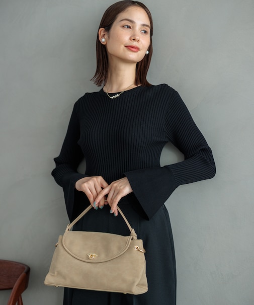 スエードライク トップハンドルバッグ