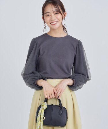 ミニ裏毛チュールスリーブ カットソー