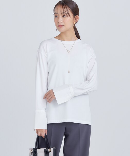 コットンベア天竺 カフス袖ロングTシャツ