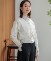 【WEB限定色あり】ELENA パールボタン ニットジャケット