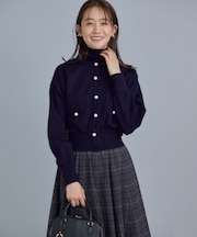 【WEB限定色あり】ELENA パールボタン ニットジャケット