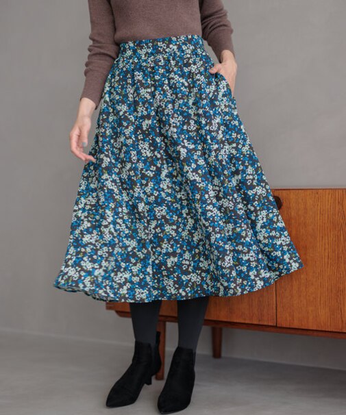 ニュアージュフラワープリント スカート