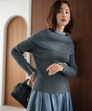 【WEB限定】ELENAオフショル風 ニットプルオーバー