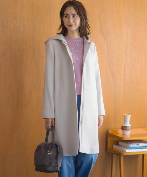 【WEB限定】ウールモッサ フーデットロングコート