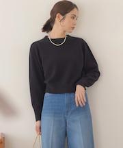 【アンサンブル対応可】ピュアカシミヤクロップド丈ニット