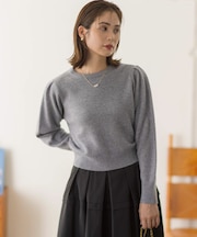 【アンサンブル対応可】ピュアカシミヤクロップド丈ニット