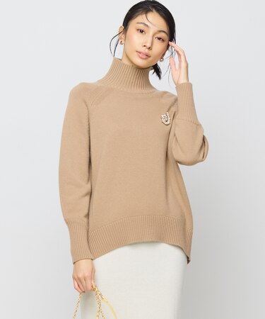 【手洗い可】ウールカシミヤミックス ロールネックニット