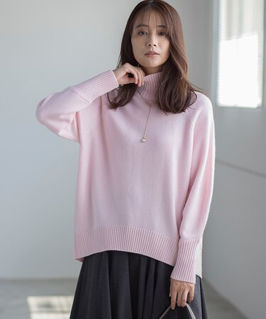 【手洗い可】ウールカシミヤミックス ロールネックニット