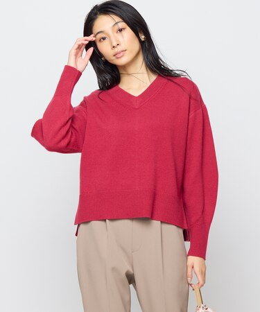 【8色展開・手洗い可】ウールカシミヤミックス Vネックニット