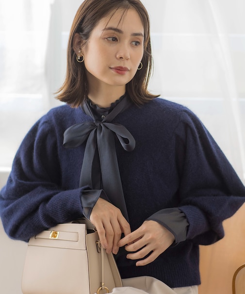 【WEB限定】フラッフィーファー パフスリーブニット