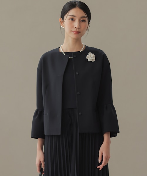 KUMIKYOKU NAVY】ダブルクロスストレッチ ノーカラーコート