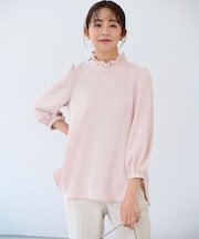 【KUMIKYOKU NAVY】ジョーゼットシフォン スタンドフリルブラウス