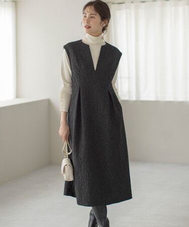 フラワーラメジャカード ジャンパースカート