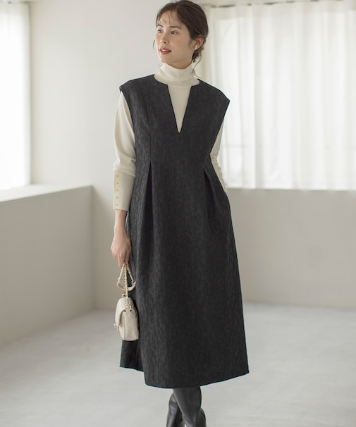 フラワーラメジャカード ジャンパースカート