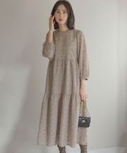 カットジャカードティアードワンピース