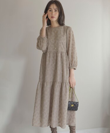 カットジャカードティアードワンピース