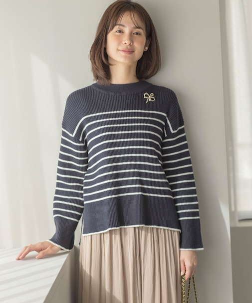 【WEB限定】ハイネック ゆるボーダーニット