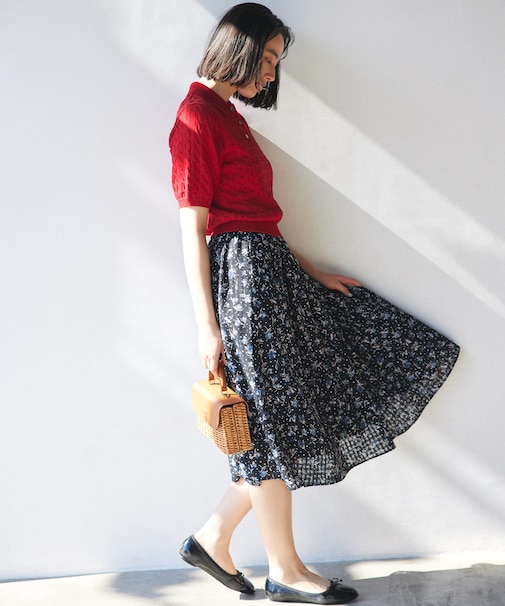 フラワードットプリント スカート