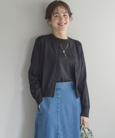 【WEB限定・2SET】5分袖ラメ入りアンサンブルニット