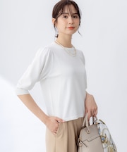 【接触冷感・UVカット】フラワーメタル ニットTシャツ