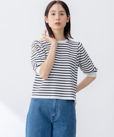 【接触冷感・UVカット】フラワーメタル ニットTシャツ