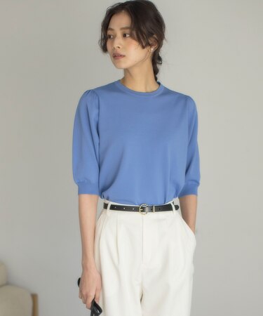 【接触冷感・UVカット】フラワーメタル ニットTシャツ
