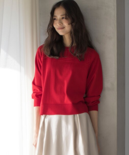 透かし柄 ニットプルオーバー