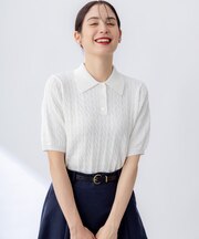 ポロ襟 ニットプルオーバー