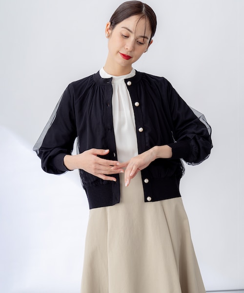 ニットブルゾン　チュールブルゾン WEB限定】チュールニット ブルゾン｜クミキョクの通販｜&mall