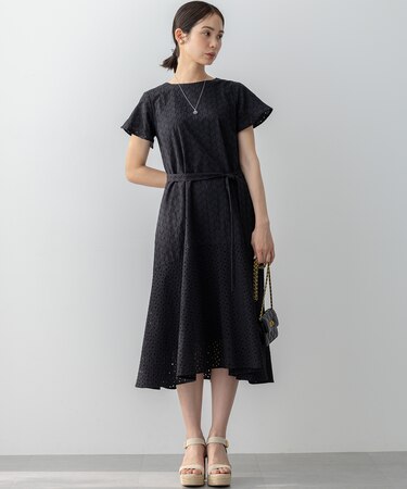 エンブロイダリーレースフレアスリーブ ワンピース