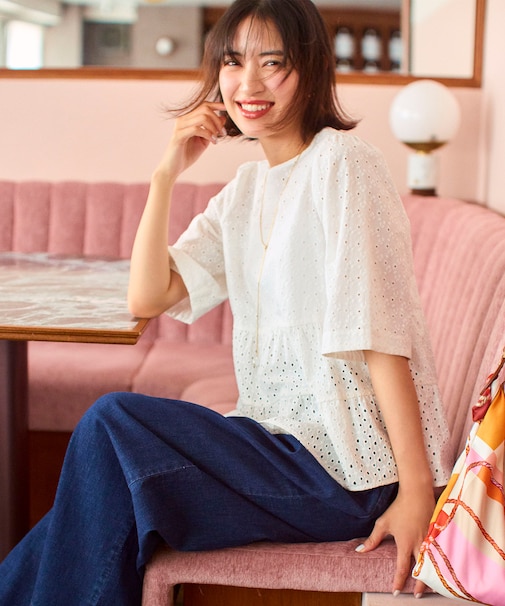 【新色追加】エンブロイダリーレースフリル ブラウス