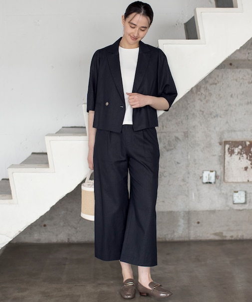 リネンレーヨンワイド パンツ