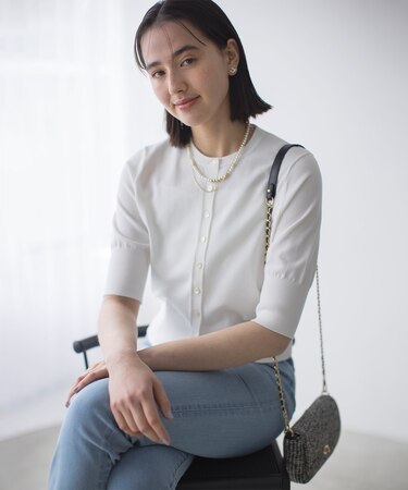 ドライタッチ 5分袖カーディガン