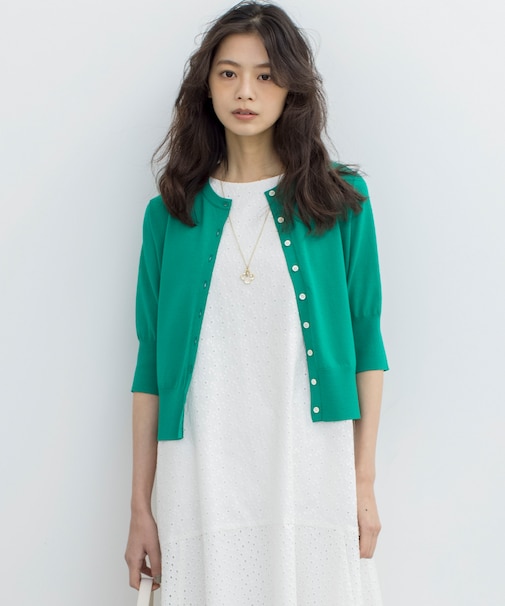 ドライタッチ 5分袖カーディガン