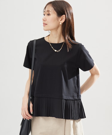 クールプレーティング天竺プリーツ カットソー