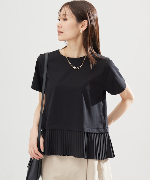 クールプレーティング天竺プリーツ カットソー