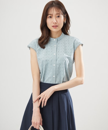 エンブロイダリーレースノースリーブ ブラウス