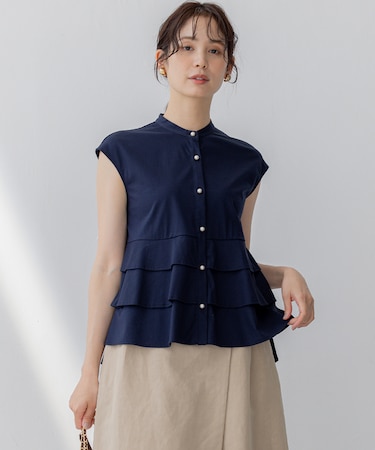 【接触冷感・WEB限定】プレーティング天竺ティアード カットソー